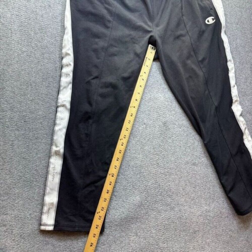 Champion Black Spellout Logo Name Stripe‎ Athletic Pants Men XL  34"-40" Vintage - Picture 2 of 10